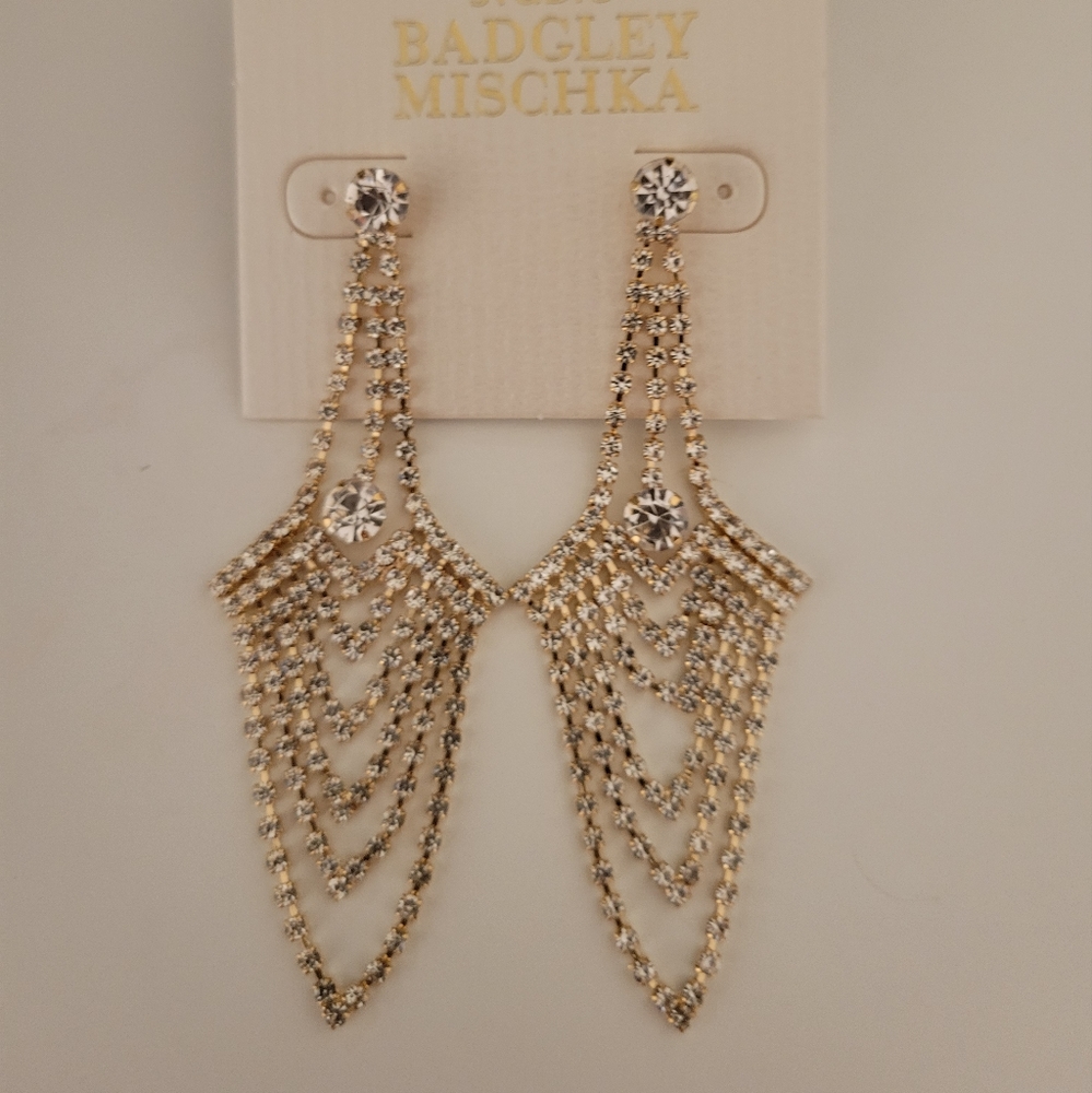 NWOT Badgley Mischka Rhinestone Chandelier Earrings